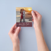 Budget Save the Date Script Burgundy Photo Flyer (Hand)