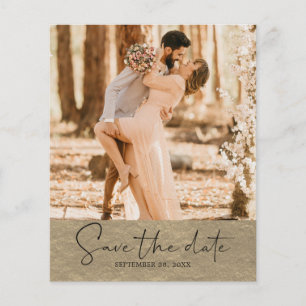 Budget Save the Date Script Champagne Gold Foto Flyer