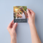 Budget Save the Date Script Donkerblauwe Foto Flye Flyer (Hand)
