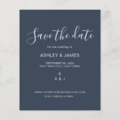 Budget Save the Date Script Donkerblauwe Foto Flye Flyer (Achterkant)