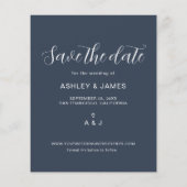Budget Save the Date Script Donkerblauwe Foto Flyer (Achterkant)