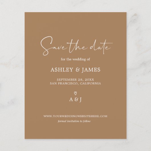 Budget Save the Date Script Goud Caramel Flyer (Achterkant)