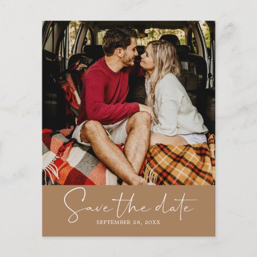 Budget Save the Date Script Goud Caramel Flyer (Voorkant)