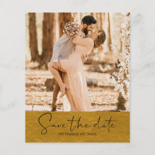 Budget Save the Date Script Klassiek Goud Foto Flyer