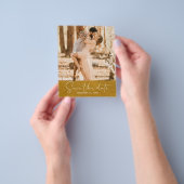 Budget Save the Date Script Klassiek Goud Foto Flyer (Hand)