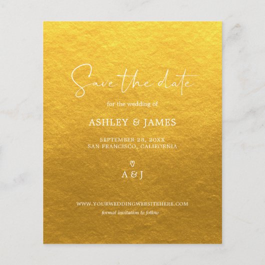 Budget Save the Date Script Klassiek Goud Foto Flyer (Achterkant)