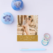 Budget Save the Date Script Klassiek Goud Foto Flyer (Enkel)