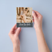 Budget Save the Date Script Off-Zwarte Foto Flyer (Hand)