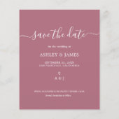 Budget Save the Date Script Paars Cassis Flyer (Achterkant)