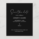 Budget Save the Date Script Zwarte Foto Flyer (Achterkant)