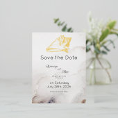 Budget Save the Date Seashell Sandy Beach Folie Uitnodiging Briefkaart (Staand Voorkant)