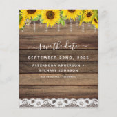 Budget Save the Date Sunflower Rustic Invitation (Voorkant)