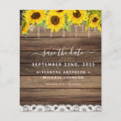Budget Save the Date Sunflower Rustic Invitation Flyer (Voorkant)