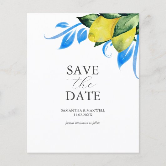Budget Save the Date Uitnodigingen Botanische Citr (Voorkant)