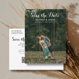 Budget Save The Date Whimsical Foto QR Code Aankondigingskaart