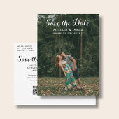 Budget Save The Date Whimsical Foto QR Code Aankondigingskaart