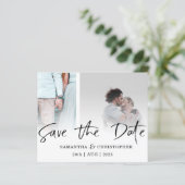 Budget Save the Date Zwart & Wit Foto Sjabloon  (Staand voorkant)