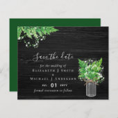 Budget Save the Dates Groene Varens Trouwdag (Voorkant / Achterkant)