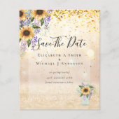 BUDGET SAVE THE DATES Landelijke Zonnebloemen Paar (Voorkant)