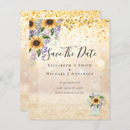 BUDGET SAVE THE DATES Landelijke Zonnebloemen Paar