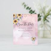 BUDGET SAVE THE DATES Landelijke Zonnebloemen Paar (Staand voorkant)