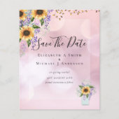 BUDGET SAVE THE DATES Landelijke Zonnebloemen Paar (Voorkant)