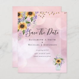 BUDGET SAVE THE DATES Landelijke Zonnebloemen Paar