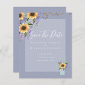 BUDGET SAVE THE DATES Landelijke Zonnebloemen Paar (Voorkant / Achterkant)
