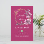 BUDGET Save The Dates Magenta Bloemenkrans (Staand voorkant)