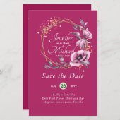 BUDGET Save The Dates Magenta Bloemenkrans (Voorkant / Achterkant)