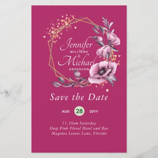 BUDGET Save The Dates Magenta Bloemenkrans (Voorkant)