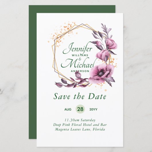 BUDGET Save The Dates Magenta Bloemenkrans (Voorkant / Achterkant)