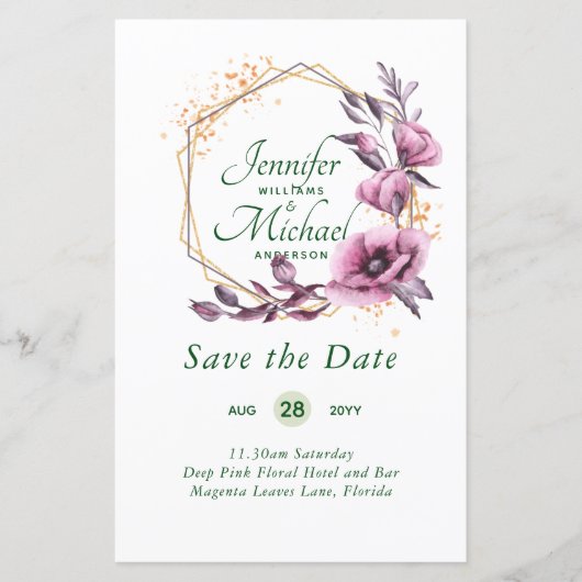 BUDGET Save The Dates Magenta Bloemenkrans (Voorkant)