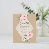 BUDGET SAVE THE DATES - Roze Witte Rozen (Staand voorkant)