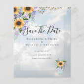 BUDGET SAVE THE DATES Rustieke Zonnebloemen Paars (Voorkant)