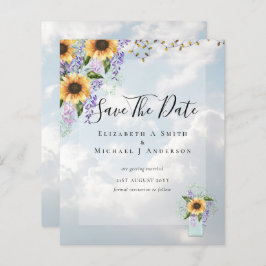 BUDGET SAVE THE DATES Rustieke Zonnebloemen Paars