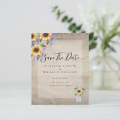 BUDGET SAVE THE DATES Rustieke Zonnebloemen Paars (Staand voorkant)