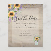 BUDGET SAVE THE DATES Rustieke Zonnebloemen Paars (Voorkant)