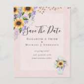 BUDGET SAVE THE DATES Rustieke Zonnebloemen Paars (Voorkant)