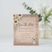 BUDGET SAVE THE DATES Rustieke Zonnebloemen Paars (Staand voorkant)