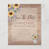 BUDGET SAVE THE DATES Rustieke Zonnebloemen Paars (Voorkant)