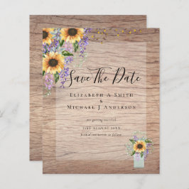 BUDGET SAVE THE DATES Rustieke Zonnebloemen Paars