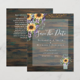 BUDGET SAVE THE DATES Rustieke Zonnebloemen Paars