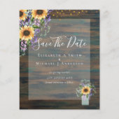 BUDGET SAVE THE DATES Rustieke Zonnebloemen Paars (Voorkant)