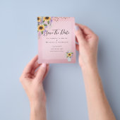 BUDGET SAVE THE DATES Rustieke Zonnebloemen Paars Flyer (Hand)