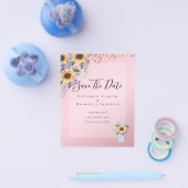BUDGET SAVE THE DATES Rustieke Zonnebloemen Paars Flyer (Enkel)