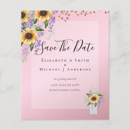 BUDGET SAVE THE DATES Rustieke Zonnebloemen Paars Flyer