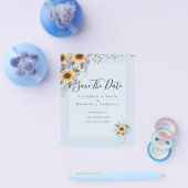 BUDGET SAVE THE DATES Rustieke Zonnebloemen Paars Flyer (Enkel)