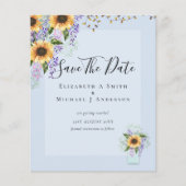 BUDGET SAVE THE DATES Rustieke Zonnebloemen Paars Flyer (Voorkant)
