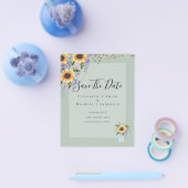 BUDGET SAVE THE DATES Rustieke Zonnebloemen Paars Flyer (Enkel)